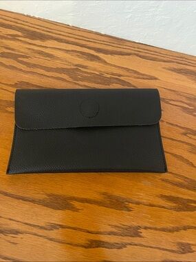 Minimalist  Black pebbled Leather Envelope clutch wallet  - Women Bags